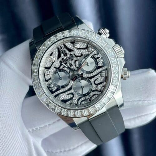 Rolex Cosmograph Daytona Eye Of The Tiger Moissanite Baguette Diamonds 40mm